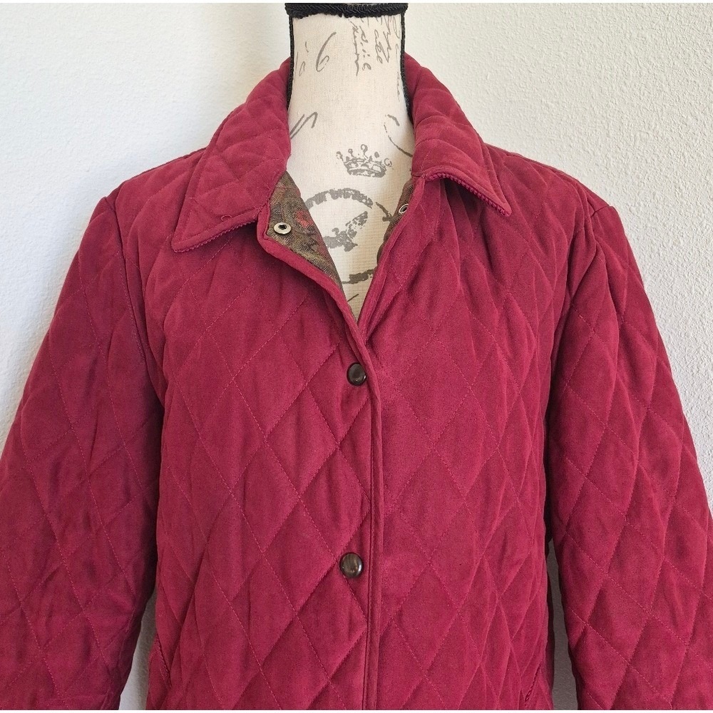 Vintage Talbots Red Quilted Jacket Barn Coat Paisley Lined M Classic Preppy - Picture 6 of 17